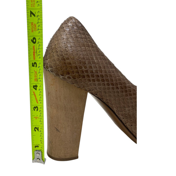 Marni Brown Snakeskin Pumps Sz EU 40 US 10 Platform Chunky Wood Heel Square Toe - Picture 11 of 13